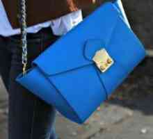 Синя кожена чанта