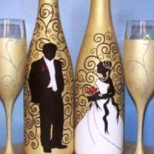 Декупаж сватбени бутилки шампанско