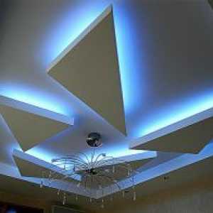 Дизайн таван от гипсокартон с подсветка
