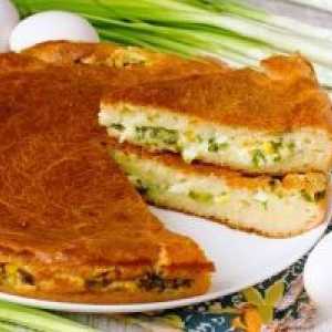 Желиран торта с яйца и зелен лук